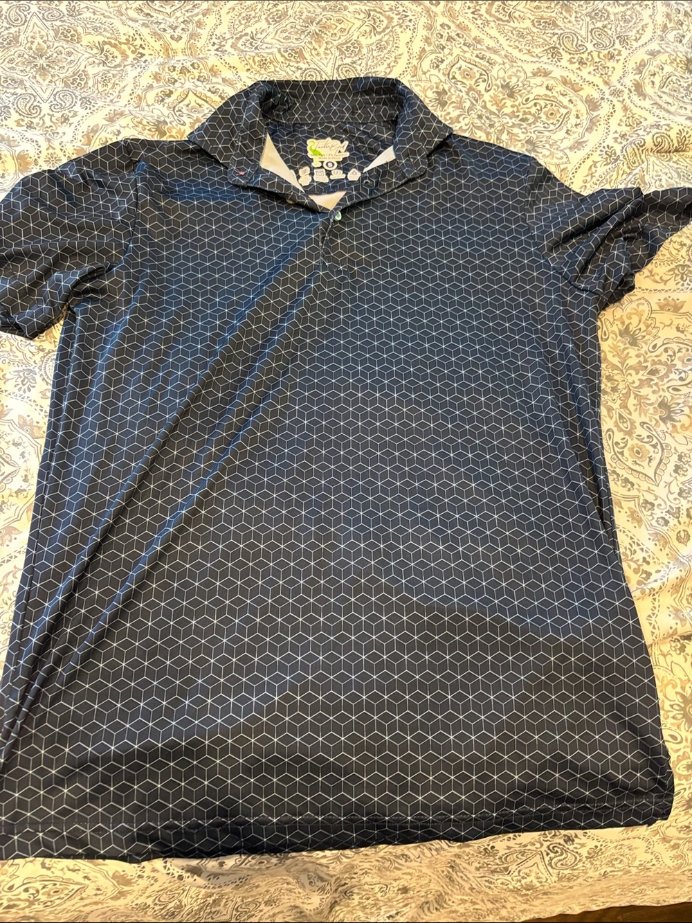 Tailorbyrd Navy Geometric Polo Shirt